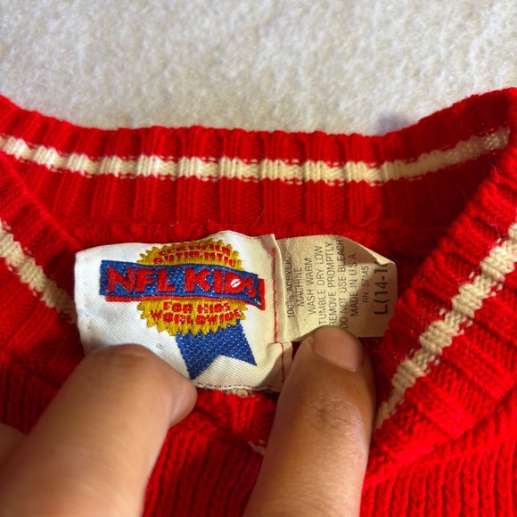 NFL Kids San Francisco 49ers Red Knit Sweater Pullover Size L 14-16 - Picture 3 of 7